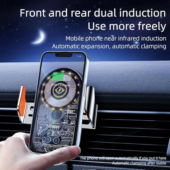 Wireless Car Charger, 15W Fast Charging Auto-Clamping Car Charger Phone Mount - Image 6