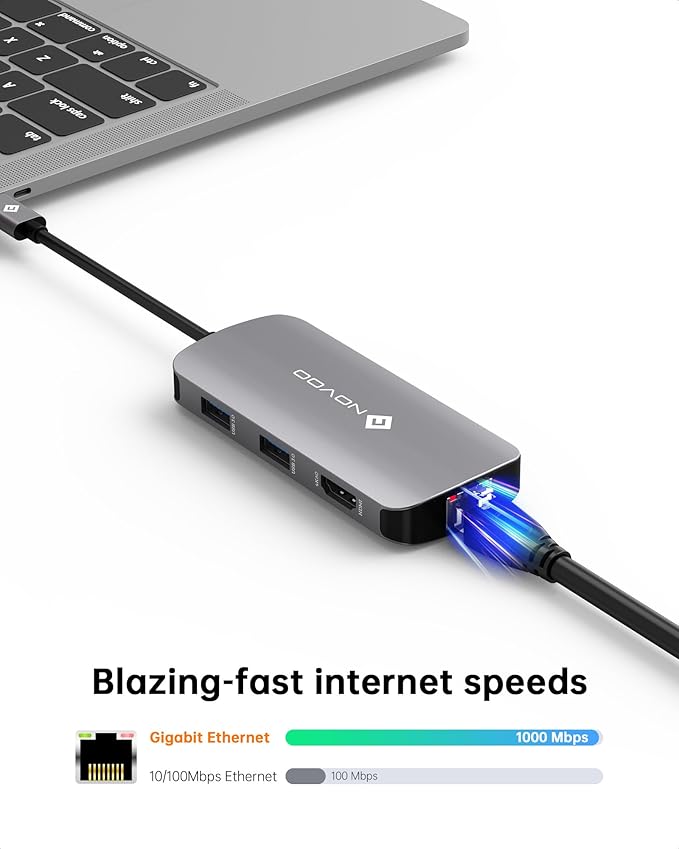 NOVOO USB C Hub Ethernet 4K@60 USB C HDMI Adapter Multiport Type C Adapter 4 - Image 4
