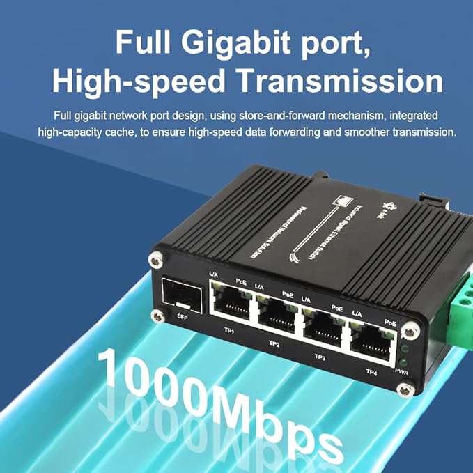 Mini Industrial 4 Port 10/100/1000Mbps Gigabit Ethernet POE + Switch - Image 3