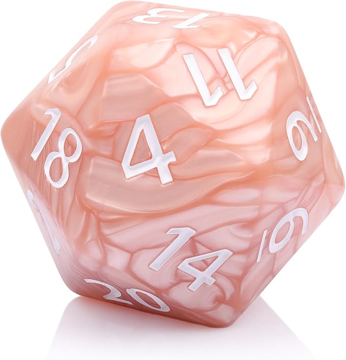 20 Sided DND Dice, D20 Giant Polyhedral Dice, 55mm Titan Large Pearl Color D20 by Handan