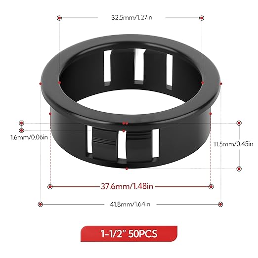 50PCS 1-1/2" Black Cable Snap Bushing Grommet, Snap in Cord Bushing Protect - Image 5