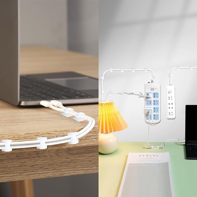 XHF 5/8” Adhesive Cord Clips White 60pcs, Cable Management Staples - Image 7