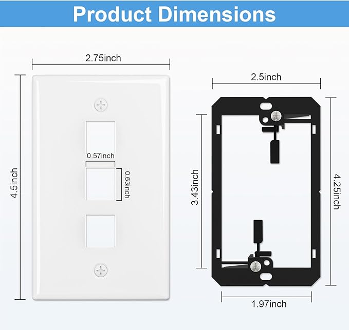 FGB 3-Port Keystone Wall Plate, - Image 2