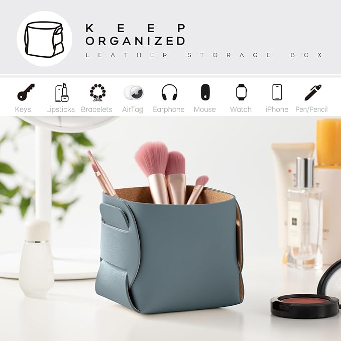 HOMIEAZICOZI 2-Pack Cork Leather Desk Accessories Storage - Image 4