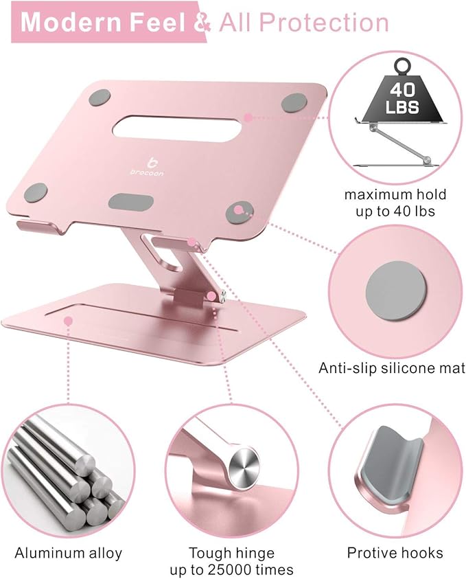 Laptop Stand | Adjustable Aluminum MacBook Riser, Ergonomic Computer Stand - Image 3