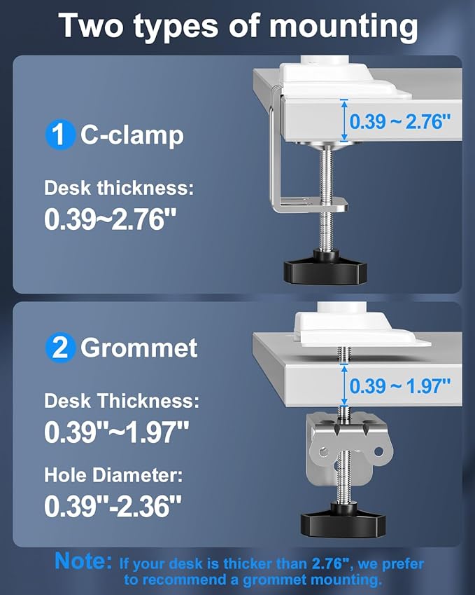 Single Monitor Mount Holds Max 22lbs, 13-32 inch Monitor Desk Mount, Height - Image 8