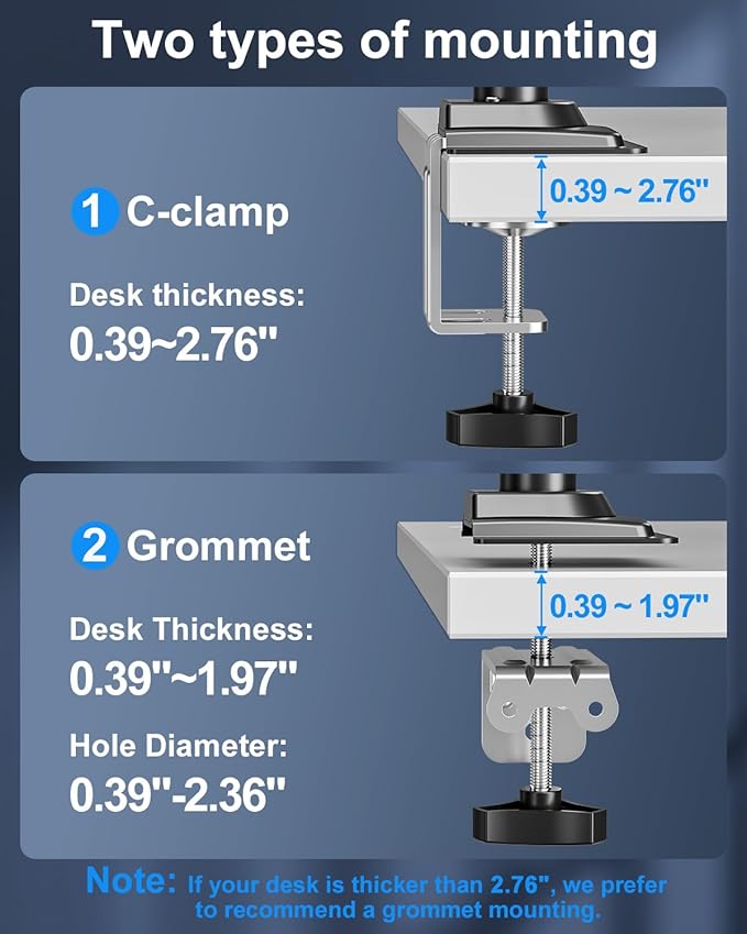 Single Monitor Mount Holds Max 22lbs, 13-32 inch Monitor Desk Mount, Height - Image 7