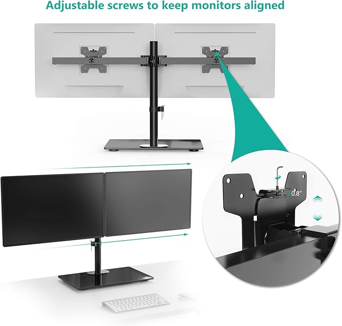 WALI Free Standing Dual Monitor Stand, Height Adjustable Monitor Mount - Image 6
