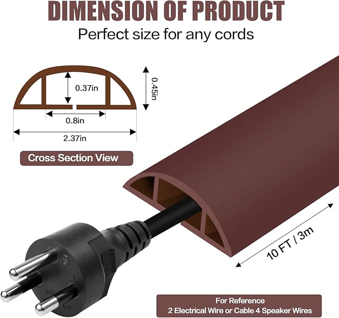 Floor Cord Cover Cavity 0.8"x0.37" Self Adhesive Cord Hider, 10FT Low Profile - Image 2
