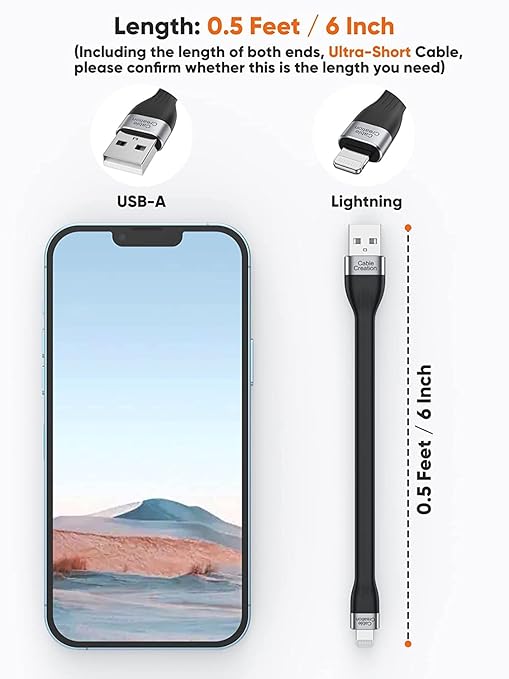 CableCreation 2-Pack Short iPhone Charger Cable 0.5FT/0.15m, USB to Lightning - Image 2