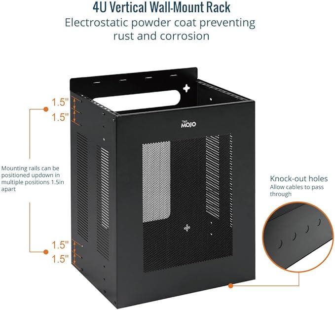 Tecmojo 4U Server Rack, Vertical/Horizontal Wall Mountable Rack - Image 4