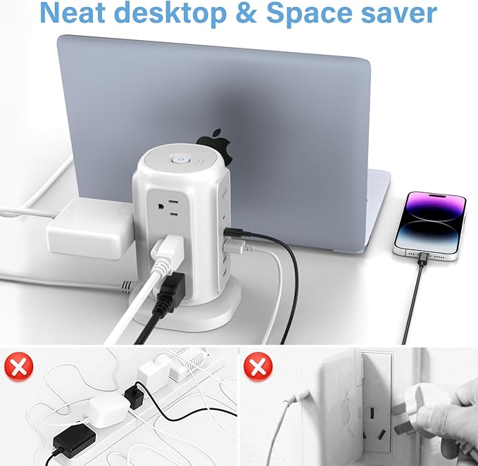AiJoy Flat Plug Power Strip Tower - Image 5