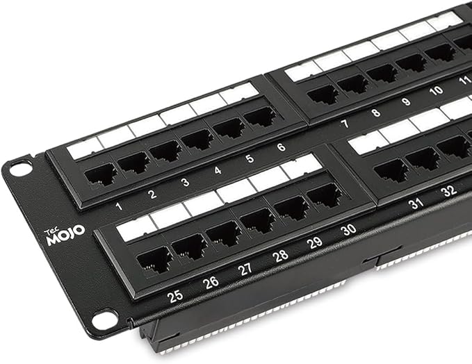 Tecmojo 48 Port Patch Panel, Cat6 Patch Panel, 2U Patch Panel, Network Patch by Tecmojo
