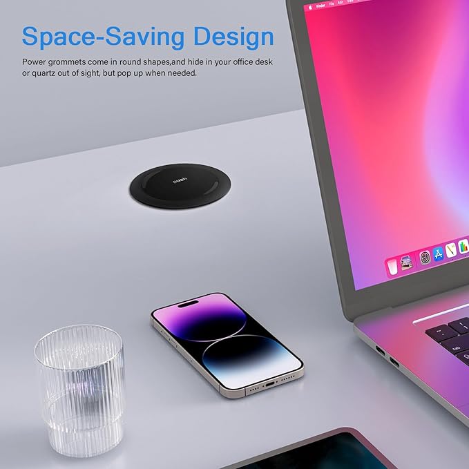 Pop up Outlet for Countertop, 65W USB C Fast Charging Port, 2.5-inch Hole - Image 3