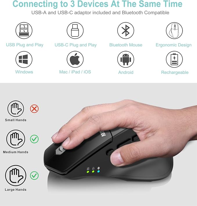Arteck Multi-Device Wireless Bluetooth Mouse - Image 2