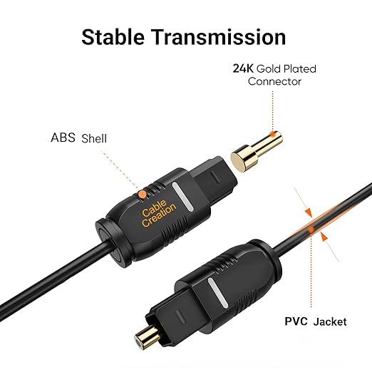 CableCreation Optical Digital Audio Cable, 6FT Slim Fiber Optic Toslink Optical - Image 2