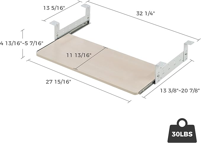 EUREKA ERGONOMIC Adjustable Keyboard Tray Under Desk, 28x11 Inch Large Slide - Image 3