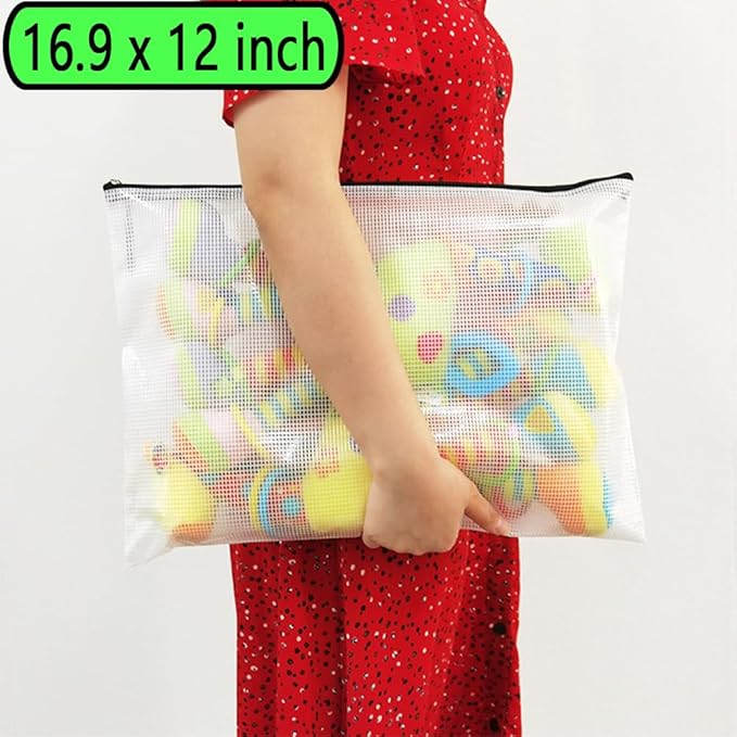 AUSTARK 10 Pcs Zipper File Bags, Waterproof Plastic Mesh Pouch - Image 4