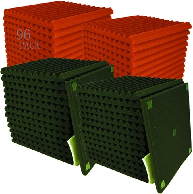 96 Pack Black/RED 12 "X 12 "X1" Acoustic Panels Studio Soundproofing Foam Wedge by HPKL9999
