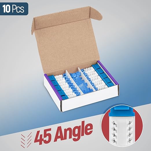 Everest 45° Angled RJ45 Cat5e Keystone Jacks 10-Pack in Blue - Image 2