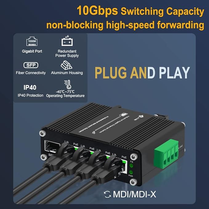 Industrial Gigabit 4 Ports PoE Ethernet Switch PoE+ Fiber Switch - Image 5