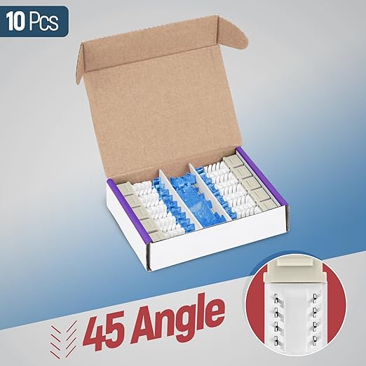 Everest 45° Angled RJ45 Cat5e Keystone Jacks 10-Pack in Ivory - Image 2