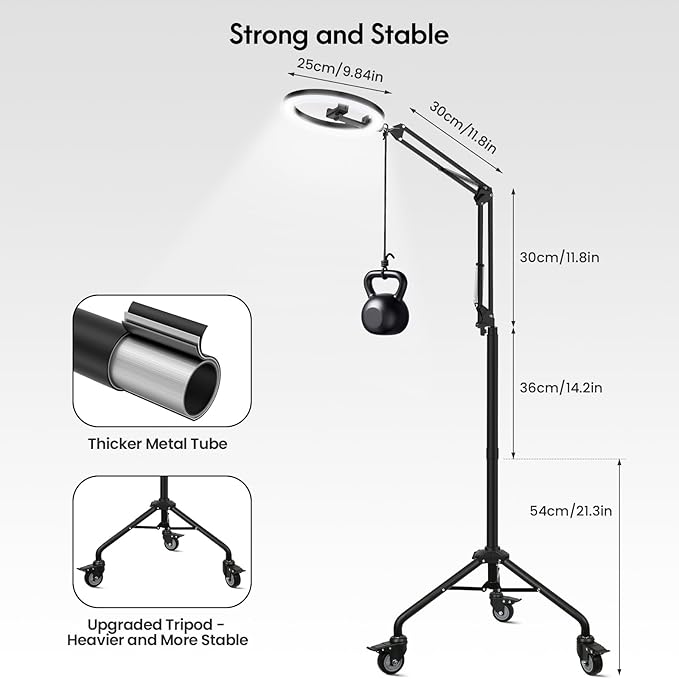 LUXSURE Ring Light Tripod for iPhone, Overhead Camera Mount - Image 6