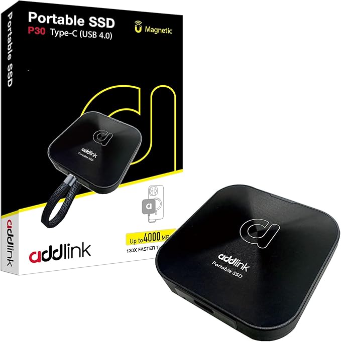 Addlink P30 1TB Magnetic Portable SSD, USB4 4000MB/s Compatible by AddlinkTechnologyCorp