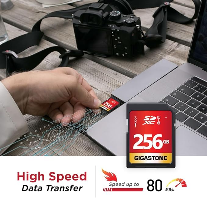 Gigastone 256GB SD Card UHS-I U1 Class 10 SDXC Memory Card High Speed Full HD - Image 3