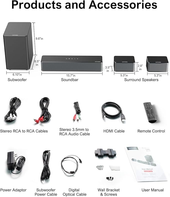 ULTIMEA 5.1 Sound Bar for Smart TV, Virtual Surround Sound System for TV - Image 9