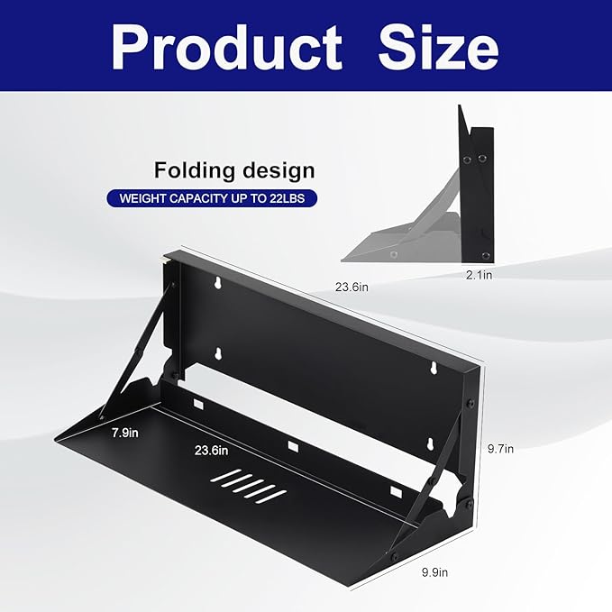 2 Pcs 24 Inch Keyboard Wall Mount Foldable Fits Standard Computer Keyboard - Image 2