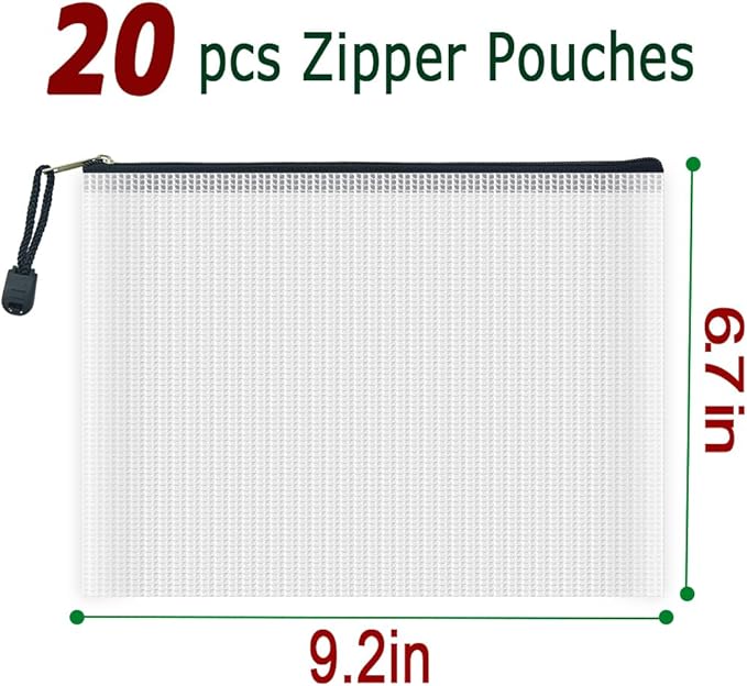 AUSTARK 20 Pcs Zipper File Bags, Plastic Mesh Pouch, Board Game Storage Bag - Image 2