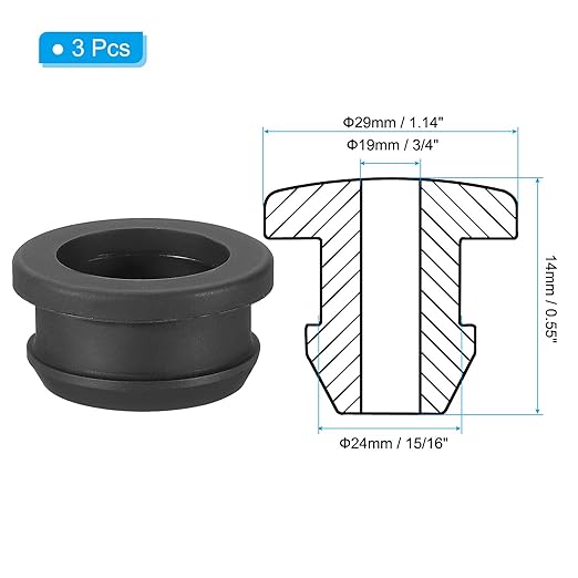 PATIKIL 24mm / 15/16 Inch Drill Hole, 3/4 Inch ID Rubber Grommets - Image 2