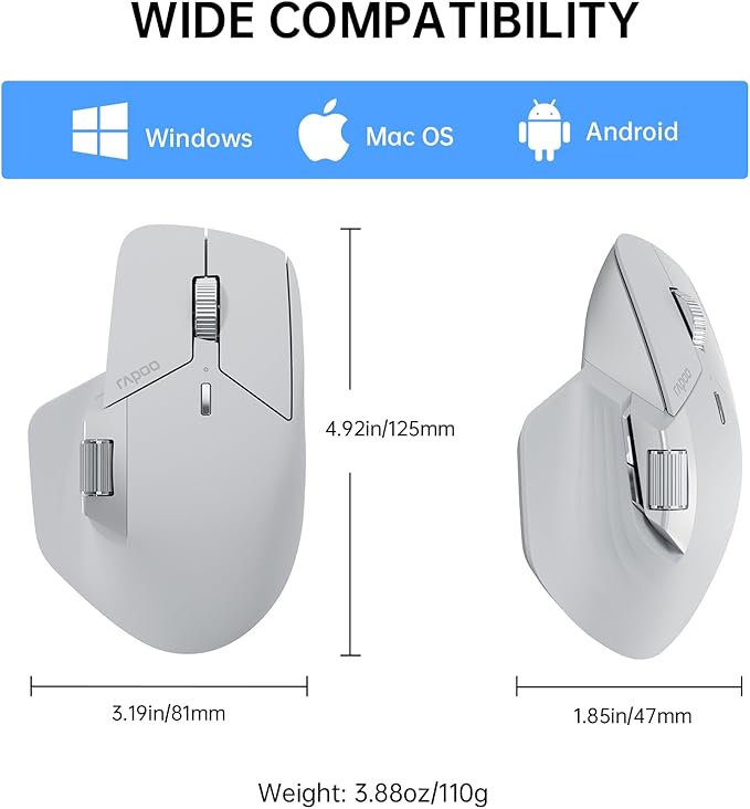 Rapoo MT760 Multi-Device Wireless Mouse, 11 Programmable Buttons, 4K DPI - Image 9
