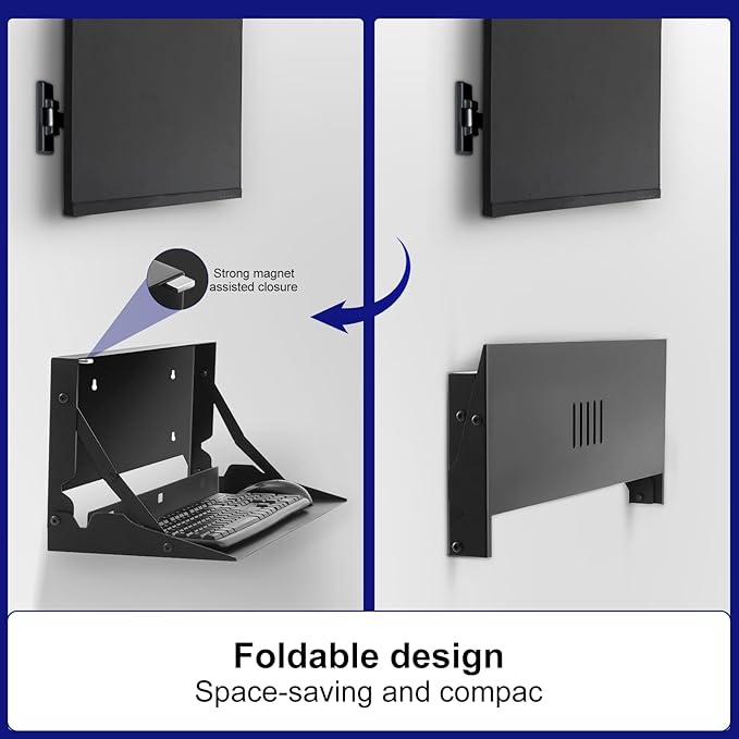 1 Pcs 24 Inch Keyboard Wall Mount Foldable Fits Standard Computer Keyboard - Image 3
