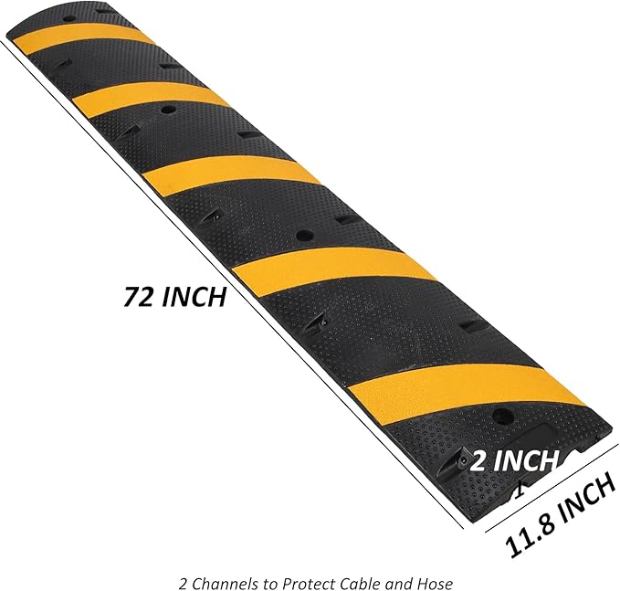 Heavy Duty Speed Bumps for Driveway, 2 Pack 6Ft Rubber Speed Bumps, 2 Channel - Image 7