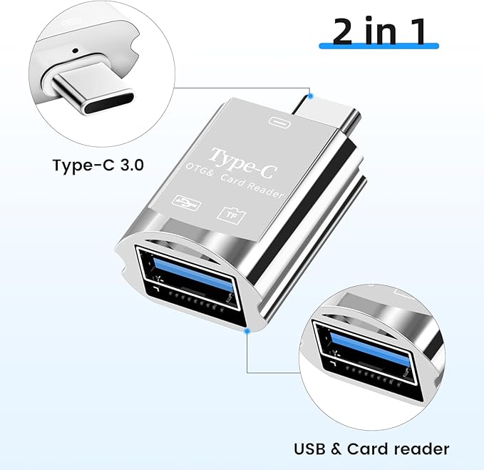 BORLTER CLAMP USB C Micro SD Card Reader, Type C SD Card Reader - Image 2