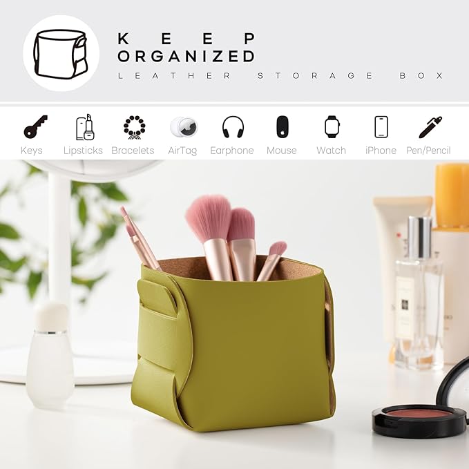 HOMIEAZICOZI 2-Pack Cork Leather Desk Accessories Storage - Image 4