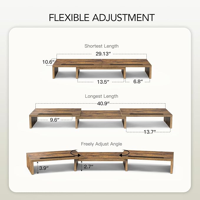 AMERIERGO Dual Monitor Stand Riser- 3 Shelf Screen Stand - Image 6