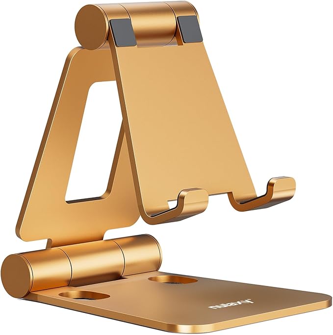 Nulaxy Dual Folding Cell Phone Stand, Fully Adjustable Foldable Desktop Phone by Nulaxy