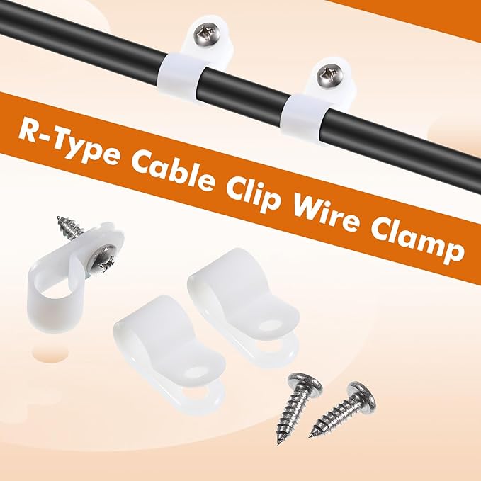 Hicarer 50 Pack R-Type Cable Clip Wire Clamp, Nylon Screw Mounting Cord - Image 2