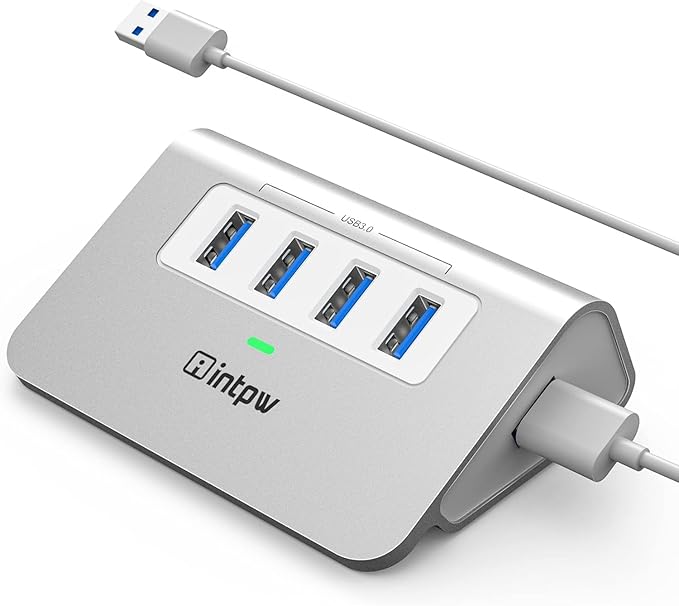 USB 3.0 Hub, Aluminum 4 Port USB Data Hub 3.0 Multi USB Port Expander Dongle by intpw