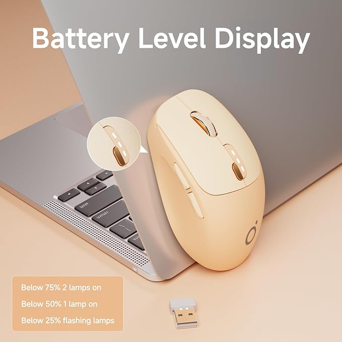 EWEADN Q5 Wireless Mouse, Battery Level Display, Ergonomic Office Mouse - Image 8