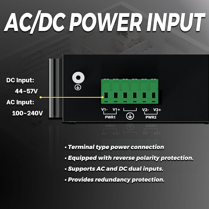 PROCET 10 Gbps Gigabit PoE++ Injector Din Rail, 60W Industrial Adapter - Image 2