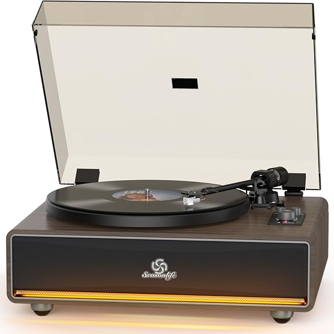 Vinyl Record Player Built in HiFi Stereo Speakers BT Wireless Input Belt Drive by seasonlife