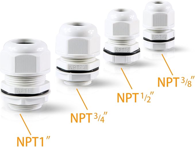 25 Pcs 1/2" IP68 Strain Relief Nylon Cord Grip NPT Cable Glands Adjustable UL - Image 7