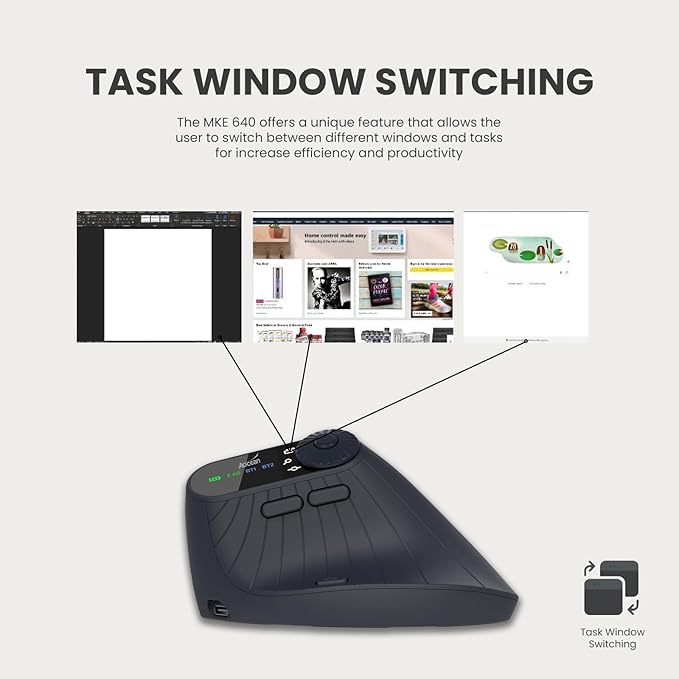Vertical Ergonomic Mouse 2.4G Wireless BT Task Window Switching and Horizontal - Image 3