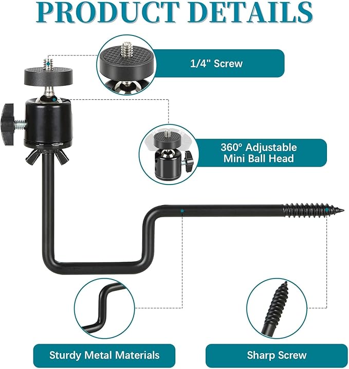 5Pcs Trail Camera Tree Mount, 1/4" x 20 Screw 360° Rotatable Interface Screw - Image 4