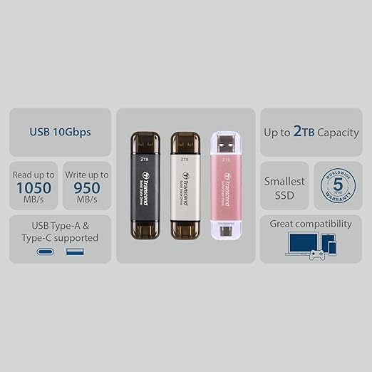 Transcend 512GB External SSD, Dual USB Flash Drive - Image 5