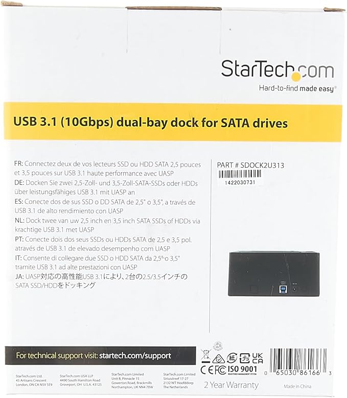 StarTech.com Dual-Bay USB 3.1 to SATA Hard Drive Docking Station, USB 3.1 - Image 9